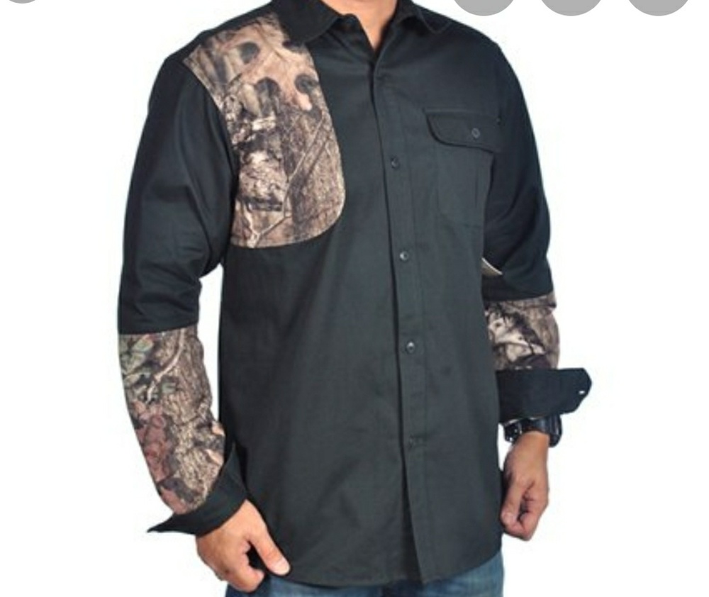 NWT Outdor Life/ Mossy Oak Blk/Camo Shooter Shirt